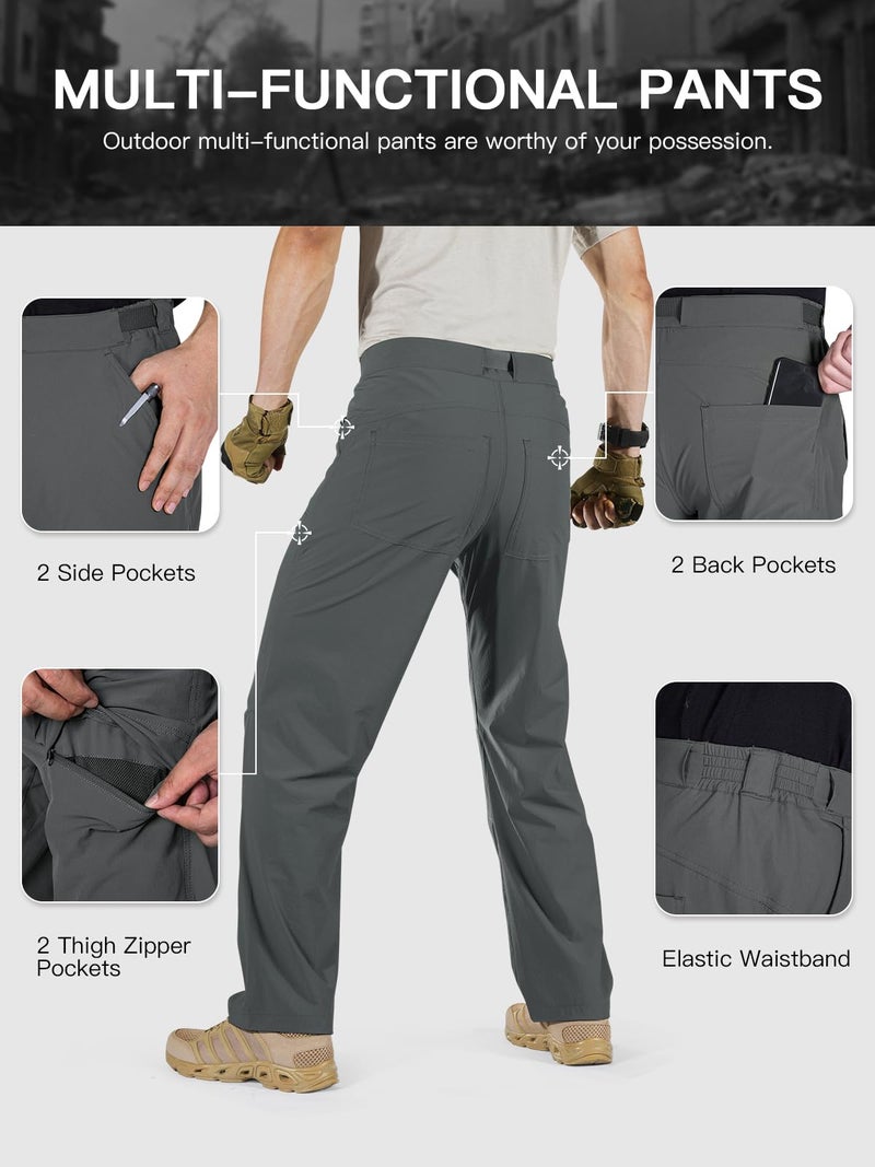 FREE SOLDIER Men's Outdoor Cargo Hiking Pants with Belt Lightweight Waterproof Quick Dry Tactical Pants Nylon Spandex (Dark Gray 36W/32L) - Image 3